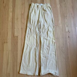 Talentless FLAW Wide Leg Pants Size Small S Beige High Rise Lounge Comfort Light
